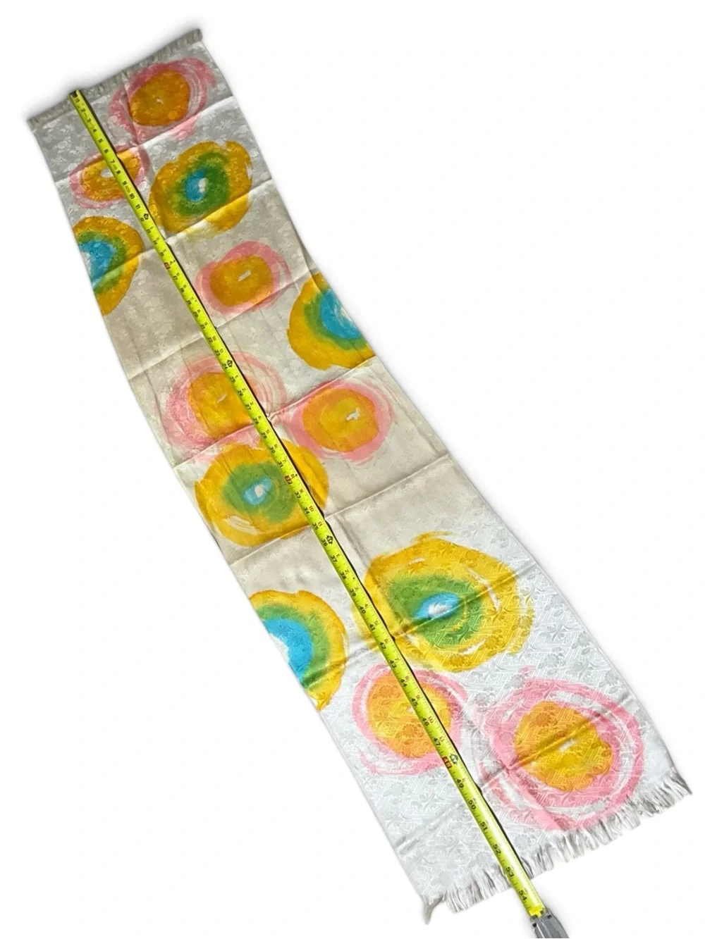 Vintage 100% Silk Scarf Japan Abstract Mod Jacquard Oblong Colorful
